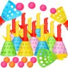Jerify 30 Pcs Pop Pass Catch Ball Game Outdoor Indoor Games Toys for Kids with 12 Catch Launcher Baskets and 18 Balls Beach Sport Outdoor Activities for Summer Party Favor Gift Age 6 7 8 10 12+