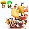 JESGO Sunny Thousand Pirate Ship Micro Building Blocks, 1 Piece Creative Pirate Boat Featuring 2 Cute Figures, Challenging Building Blocks for Adult Teen 14+(2000PCS)