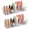 JessLab Expandable Mirror Cabinet Organizer, Clear Adjustable Makeup Bin with Dividers, Skincare Storage, Cosmetic Display Case for Bathroom Vanity Drawer, 2 Pack