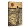 Jesus Walking on Water Woodcut Canvas Wall Art Print