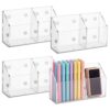 Jetec 4 Pack Magnetic Dry Erase Marker Holder, Non-slip Acrylic Pen Organizer for Whiteboard Strong Magnetic Marker Storage for Refrigerator Locker & Classroom