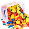 Jexine 800 Pcs 6 Styles Foam Counters Color Tiles Color Sorting Tiles, Math Counters, Sorting Toy, 3D Shapes Manipulatives, Counting, Learning, Classroom Crafts, Bingo for Kids with Storage Box