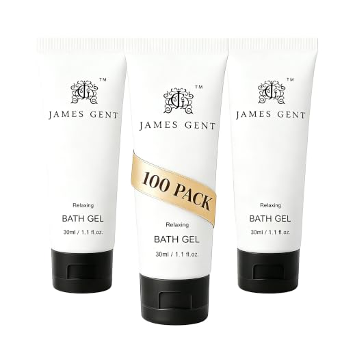 JG JAMES GENT Travel Size Body Wash Bulk 100 Pack Individually Wrapped Shower Gel Hotel Size Bath Amenities Aloe and Green Tea Extract Infused Hotel Toiletries and Supplies for Guests