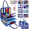 JHkim Busy Board Montessori Toys for Boys Girls Gifts, Sensory Toy for Toddlers, Educational Activities Travel Toy for Airplane Car, Busy Book for Learning Fine Motor Skills, Blue