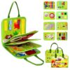 JHkim Busy Board Montessori Toys for Toddlers, Birthday Gifts for Boys Girls, Autism Sensory Travel Toy, Educational Activity Busy Book Board, Learning Fine Motor Skills Toys, Green