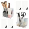 JIABEIUS 2pcs Clear Acrylic Pencil Holder, 3 Slots Pen Holder with Stickers
