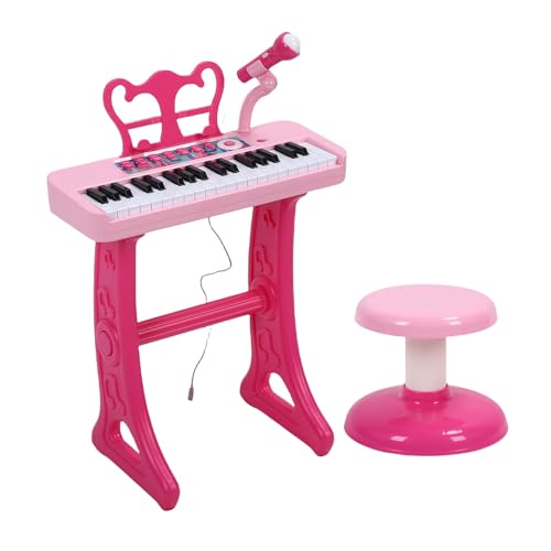 Jiawu 37 Keys Toddler Piano Keyboard, 22 Demo Songs 4 Rhythms 4 Instrument Tones Electronic Musical Instrument, Kids Piano with Microphone Music Stand Dual Speakers for Preschool