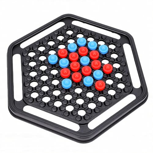 Jiawu Four in A Row Game, 2 Player Strategy Educational Logic Skill Training Four in A Row Board Game, Strategy Chess Set with 64 Plastic Chess Pieces for Family Parent Child Interaction