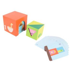 Jiawu Stacking Box Toy, 5 Wooden Boxes Different Sizes Animal Patterns Color Recognition Wooden Stacking Box, Animal Boxes with Beech Wood Material Smooth Finish No Burrs for