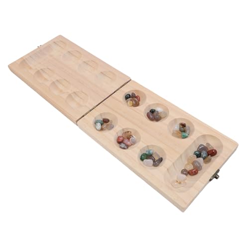 Jiawu Stone Folding Board Game, Educational Logical Thinking Enhancement Stone Game, Folding Wooden Board with 50 Stones for Family Party ParentChild Interaction Intellectual Strategy
