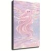 Jicggozes Pastel Pink Ghost Dreamy Sunset Canvas Art (Frame,16x24inch)