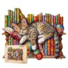 Jigfoxy Wooden Puzzle for Adults, DragonLi Cat Wooden Jigsaw Puzzles for Adult, Unique Animal Shape Wood Cut Puzzles, Christmas Thanksgiving Gifts for Friends Family (M-11.4 * 9.2in-190pcs)