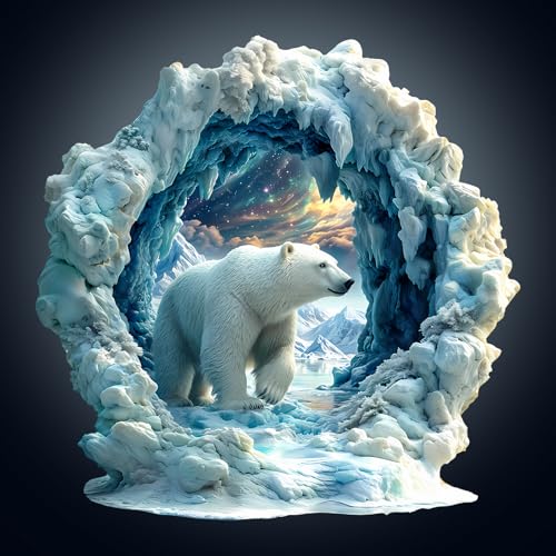 Jigfoxy Wooden Puzzle for Adults, Polar Bear Jigsaw Puzzles for Adult, Unique Animal Shape Wood Cut Puzzles, Christmas Thanksgiving Gifts for Friends Family (L-13.4 * 13.4in-265pcs)
