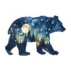 Jigfoxy Wooden Puzzles for Adults, Astral Bear Wood Puzzle for Adults, Unique Animal-Shaped Wooden Jigsaw Puzzle, Christmas Thanksgiving Gifts for Family and Friends (L-14.3 * 9.5in-200pcs)