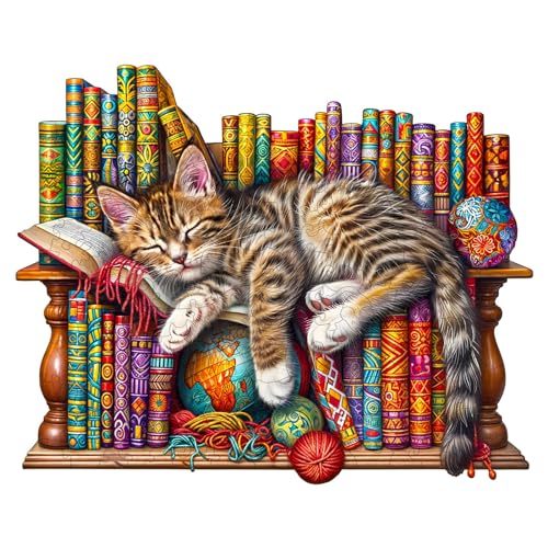 Jigfoxy Wooden Puzzles for Adults, Cat Wood Puzzle for Adults, Unique Animal-Shaped Wooden Jigsaw Puzzle, Christmas Thanksgiving Gifts for Puzzle Lovers, Family and Friends (L-13.4 * 10.8in-280pcs)