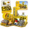 JIMI Mini Magnetic Tiles-Engineering Theme, 100pcs Magnet Building Tiles Travel Set, STEM Educational 3D Blocks with 2 Figures, Magnetic Construction Stacking Toy Gift for Boys Girls Ages 3+