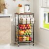 Jination Rolling Kitchen Cart, 5-Tier Pull-Out Utility Storage Cart (Brown)
