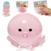 JINGGWW Cute Crystal Sequins Octopus Squeeze Toys, Original Design Sticky Taba Crystal Pink Blue Octopus Squishy Stress Balls (Pink)