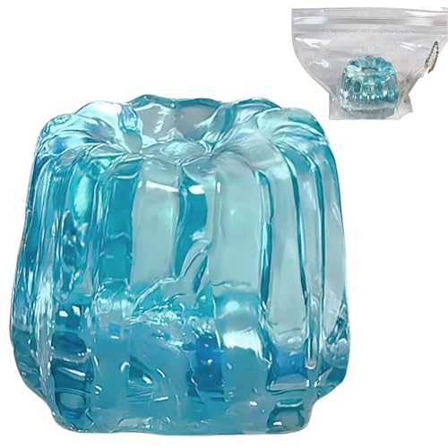 JINGGWW Ice Blue Canelé Squishy, Kawaii Stress Relief Toy, Soft Jelly Dessert Fidget for Office, Bedroom Decor & Gift Collection