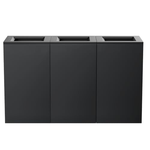 Jinrrenyi Commercial Recycling Bin with Removable Inner Trash Can, 19 Gallon Indoor Waste Container with Label, Powder Coated Steel Garbage Bin for Office, School, Airport, Mall, Public Spaces, Black