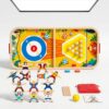 JISADER 5-in-1 Multi-Game Board, Wooden Chess Set for Kids, Family Tabletop Games, Cartoon Theme, Interactive Combination: Five-in-one Bouncing Chess A-Style + Wooden Stacking Game