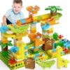 JIXIn Dinosaur Marble Runs for Kids 4-8 Building Blocks 187Pcs Compatible with Lego DUPLOS for Age 2-5 - Marble Run for Kids Ages 3-5 - Montessori Toys - STEM Toys - Fun Dinosaur Toys for Kid Ages 3+