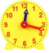 Jizlan Yellow 4 Inch Learning Clock Time Model Teacher Gear Clock 12/24 Hour Learning Tools Activity Toys
