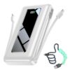 JKELAR Power Bank, 50000mAh Travel Camping Essential Portable Charger with Built-in USB-C & iOS Cable, 22.5W PD Fast Charging Battery Pack, for iPhone 17/16/15, MacBook, Android – Cool White
