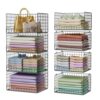 JKsmart 4-Tier Stackable Closet Organizers and Storage Shelves, Extend Clothing Closet Shelf Bins for Jeans Pants Sweaters - Wardrobe Cupboard Clothes Organizer System-Wider Mouth Design