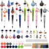 JNwhy Beadable Pens 12 Sets DIY Ballpoint Pens Making Kit with Astronaut Rocket Spaceship Silicone Focal Beads Alloy Pendants Assorted Spacer (Astronautic Theme)
