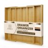 JODLY Bamboo Kitchen Utensil Drawer Organizer for Silverware | 100% Natural Expandable 14-20 Inch Kitchen Drawer Organizers for Utensils | Non-Slip Base | Screwed Joints for Long-Lasting Durability