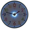 JoFomp Telling Time Teaching Clock, 10 Inch Illuminated Wall Clock for Kids Bedroom, LED Wall Clock Battery Operated, Silent Learning Clock for Kids, Teachers & Classroom, Light Sensor - Auto Lighting