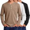 Joiceful 3 Pack Boys' Henley Long Sleeve Shirts, 3-Color Set, 5-6 Years