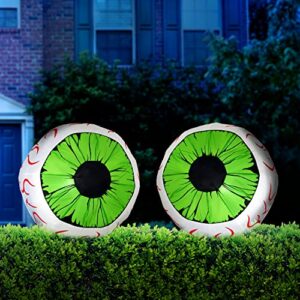 Joiedomi 2 Pack Halloween Inflatables Large Set of Eyes Decoration Blow Ups Green Eyes for Yard 3 Ft Inflatable Halloween Decor Outdoor with LEDs Party Supplies Blow up Decoration for Indoor, Outdoor