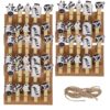 JOINPAYA 5 Packs Wooden Cow Themed Photo Clips with Hanging Rope, Per Pack, Sturdy DIY Decorative Photo Holders for Cards Folder and Indoor Holiday Parties