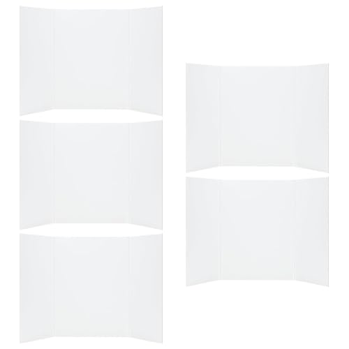 jojofuny Poster Boards with Smooth Surface 24x16 Inches 5pcs Trifold White Corrugated Foldable Construction Reusable and Compact Storage Display for Science Fair and School Projects