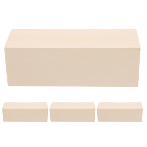 jojofuny Wood Blocks Rectangle and Cube Shapes Unfinished Basswood 4pcs Flat and Knot-Free for Crafting and Carving for Beginners and Creative Industries for Beginners and Creative