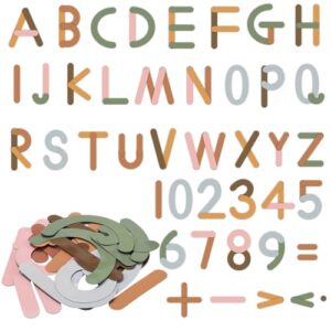 JolliLudo 38 Pcs Giant Magnetic Letter and Number Construction Activity Set Alphabet Number Magnets Educational Montessori Toy Building and Recognition for Kid Preschool Learning Toy(Boho Color)