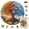 Jollitot 100 Pieces Wooden Puzzles Adults, Seasonal Tree of Life Wood Puzzles Adult, Unique Animal Shaped, Round Colorful Mandala Jigsaw Puzzle, Christmas Birthday Gifts for Women Men, 8.5x8.5in