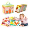 Jollybaby Reusable Soft Flash Cards for Baby 0-6-12-18 Months, Preschool Learning Resource Toys for 0-1-2-3-4 Years, Montessori Sensory Sight Words Numbers Toy - Easter Gifts for Toddler