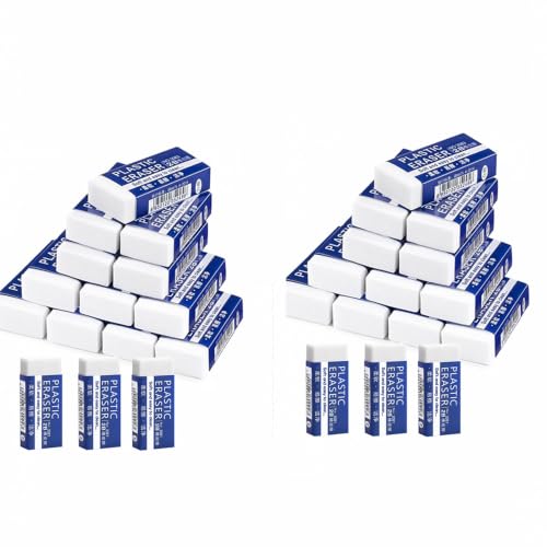JOMPENS Erasers Bulk, 30 Pack White Rectangular Erasers with Storage Box, Precision Pencil Erasers for Clean Correction, Drawing, Sketching, School Supplies and Office Supplies