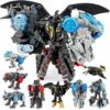 JONEG Transforming Robot Dinosaur - 4-in-1 STEM Toy, 11 Shapes Transforming Toys for Kids, Ages 5-10, Black