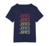 Jones Retro Wordmark Pattern Vintage Personalized 70s T-Shirt, Women's Plus, Navy Blue, 6X