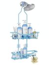 Joqixon Shower Caddy Adhesive Bathroom Shelf, 2-Pack Rustproof Shower Organizer with Soap Holder, Wall Mounted Shelves for Large Storage with 16 Hooks