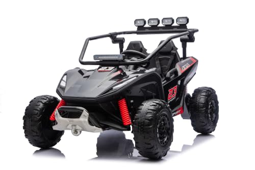 JORFLY 24V 2 Seater Ride on Toys for Big Kids, XL 20" 2-Seat Off-Road UTV w/800W Motors, Metal Frame, 4-Wheel Suspension, Trunk & Searchlights, Electric Ride On Car w/Remote, Bluetooth, Ribbon, Black