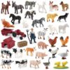 Jorzer Farm Animal Figurines Realistic Farm Livestock Tractor Figures Animals Learning Educational Playset Resin Animals 34PCS.