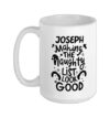 Joseph Naughty List Funny Christmas Joseph Name Personalized Ceramic Mug, White, 15oz