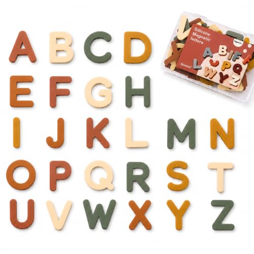 Joswisch Silicone Alphabet Magnetic Letters, 26 PCS Uppercase Letters, Fridge Magnets for Toddlers Age 3+, Preschool Learning Refrigerator Learning Set, Perfect for Refrigerator, Whiteboard