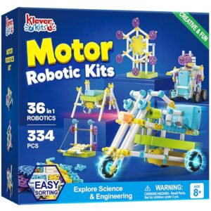 JOVA Klever Kits 36-in-1 Motor Robotic Kits, Make Your Own Kids Craft Kits Educational STEM Toys for Ages 8-13 Boys and Girls, Science Gifts for 8 Years Old