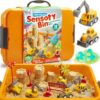 JOVA Klever Kits Construction Sensory Bin for Toddlers with Glow in The Dark Stones, Sandbox with Lid Castle Building kit, Preschool Learning Activities Gifts for Boys Girls Age 3+